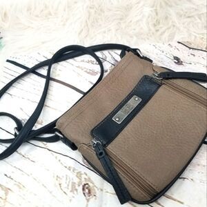 Faux Leather Dark Tan. Crossbody Bag.